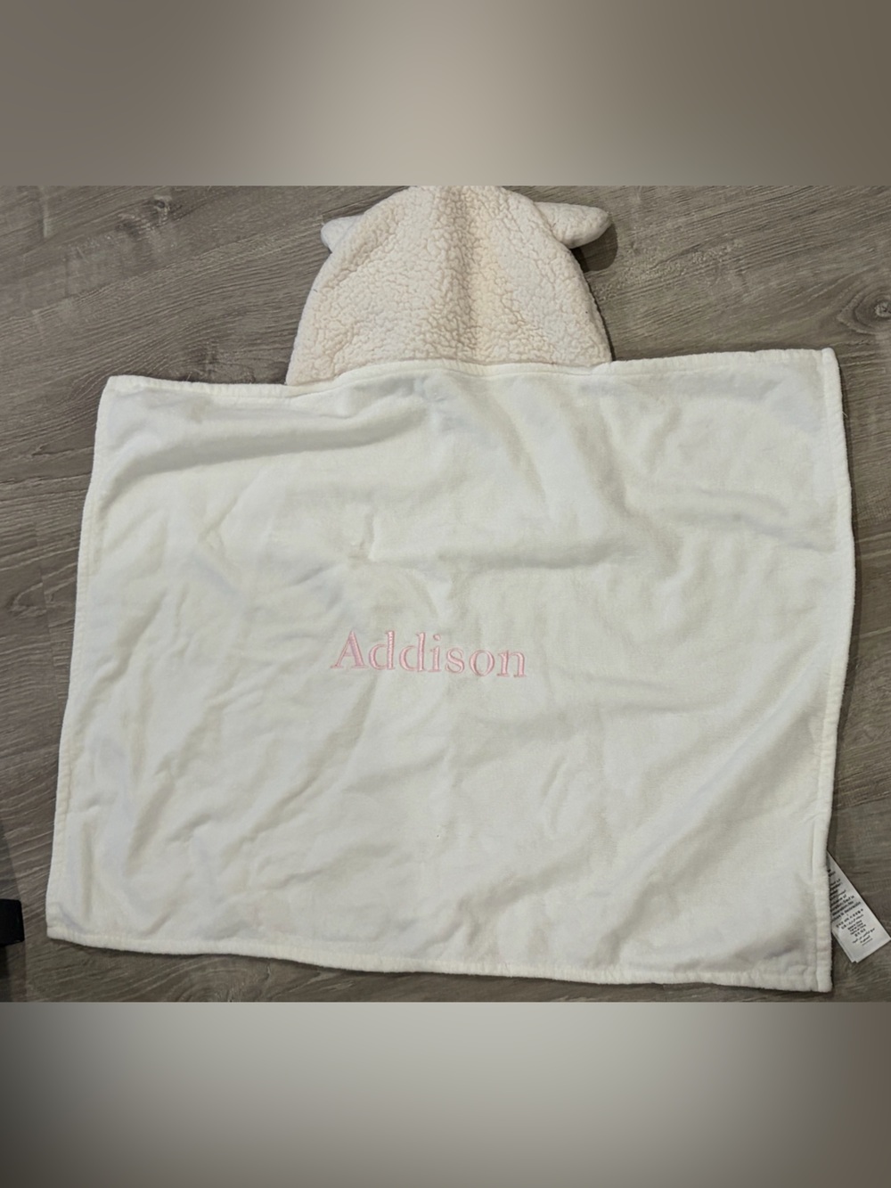Pottery Barn Kids Hooded Sheep Towel Addison embroidered